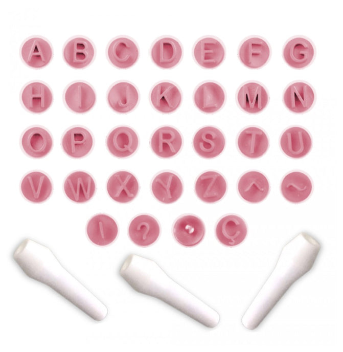 Carimbos - Kit Carimbos Letras (35pcs) - Rosa Bebê