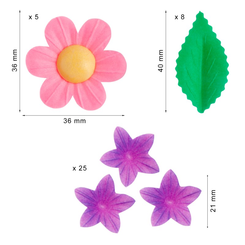 Comestíveis - Decoração Em Obreia Flores, Miniflores E Folhas