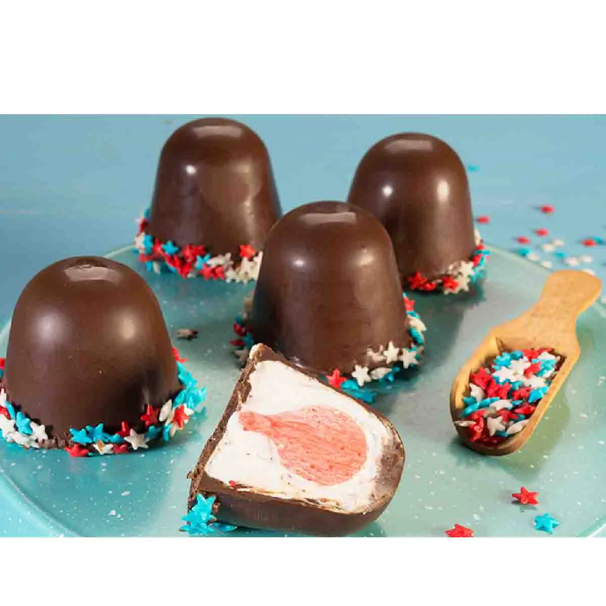 Confeito Figura Estrelinha Branca, Azul E Vermelha 300gr - Littlecakeshop