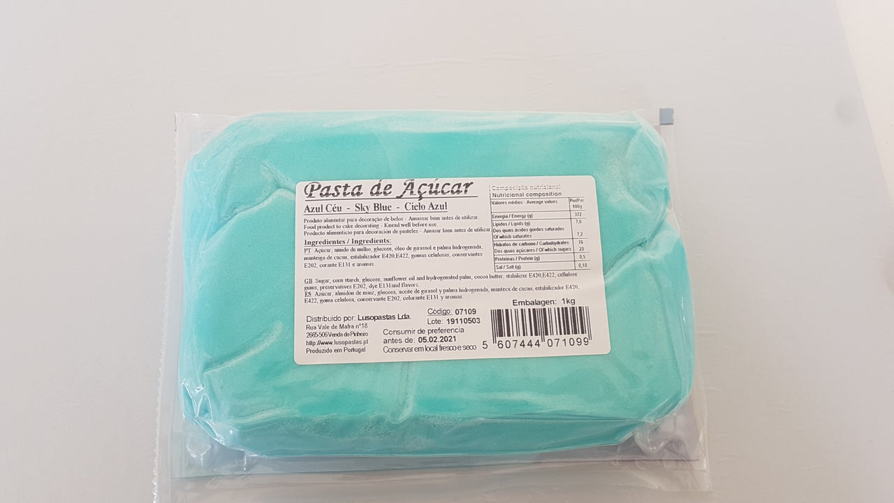 Pasta de Açúcar Azul Céu 1kg