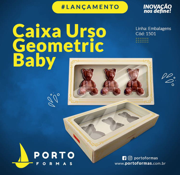 Forma De Chocolate - Caixa Com Display - Urso Geometico Baby - 5 Unidades