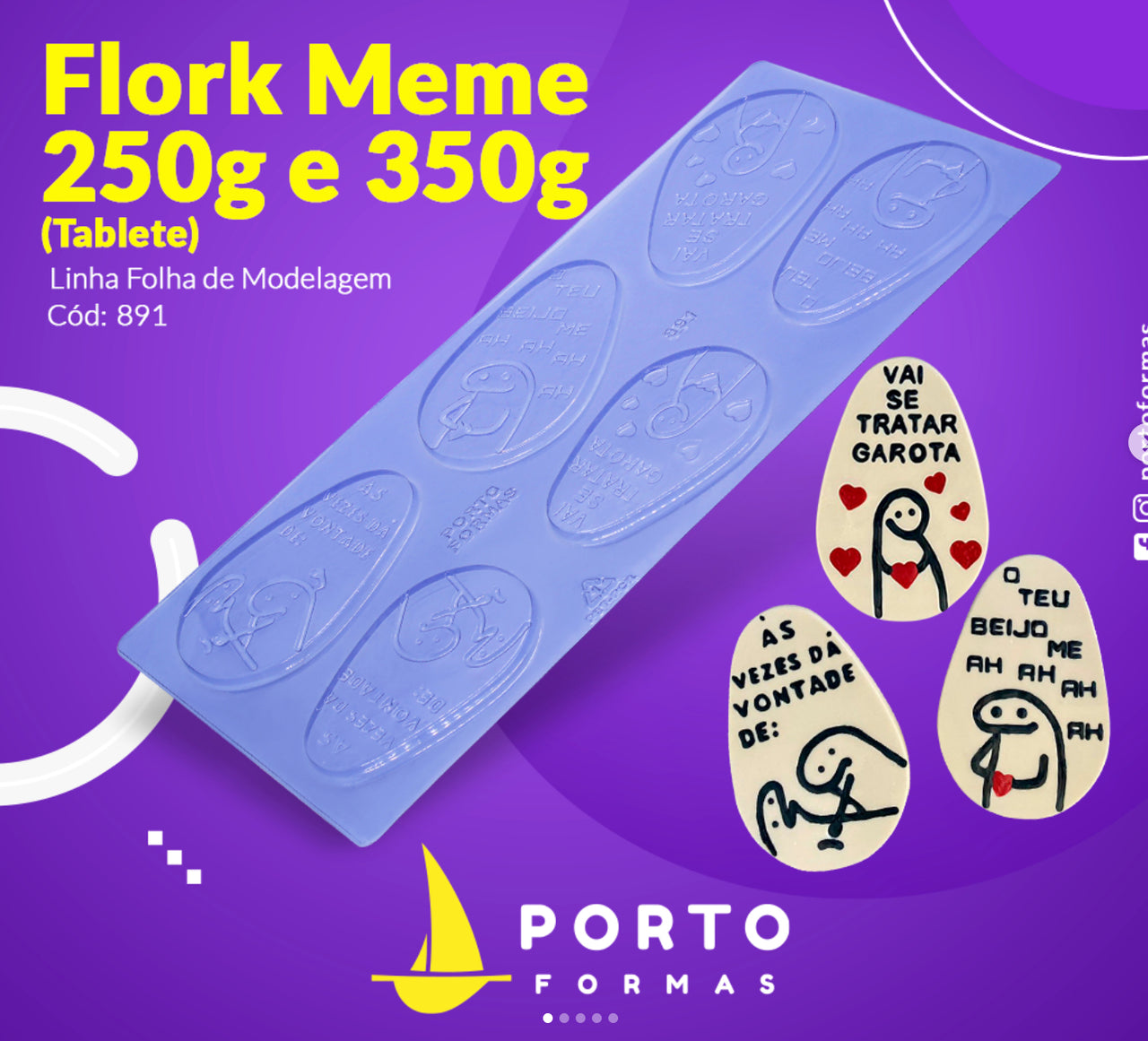 Forma De Chocolate - Folha De Modelagem - Flork Meme Ovo 250gr E 350gr - PF891