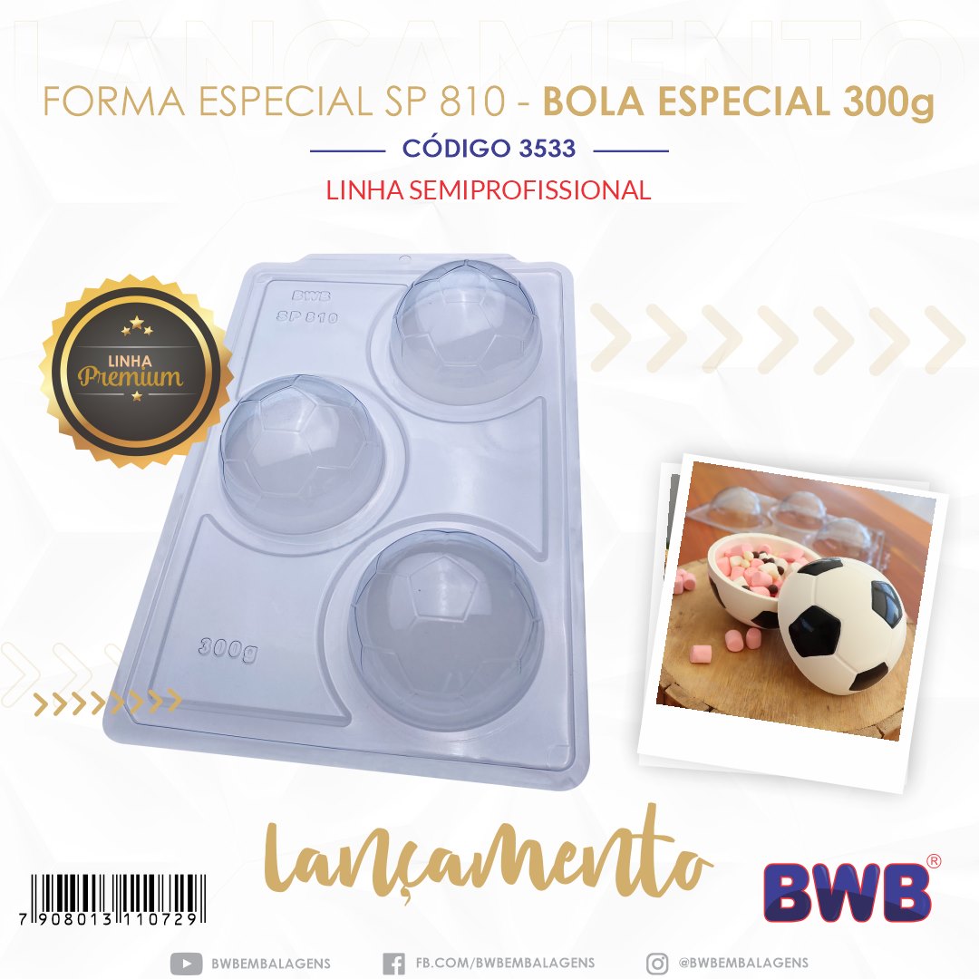 Forma De Chocolate - Forma De Chocolate Especial 3 Partes – Bola 300g - BWB3533
