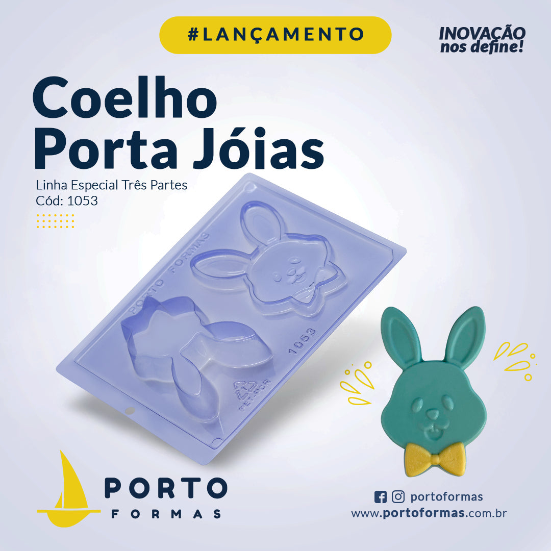 Forma De Chocolate - Forma De Chocolate Especial 3 Partes - Coelho Porta Jóias - PF1053
