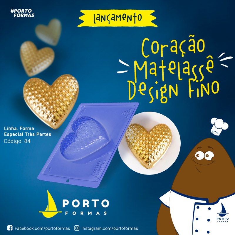 Forma De Chocolate - Forma De Chocolate Especial 3 Partes - Coração Matelassê - PF84