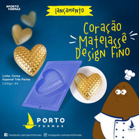 Thumbnail for Forma De Chocolate - Forma De Chocolate Especial 3 Partes - Coração Matelassê - PF84