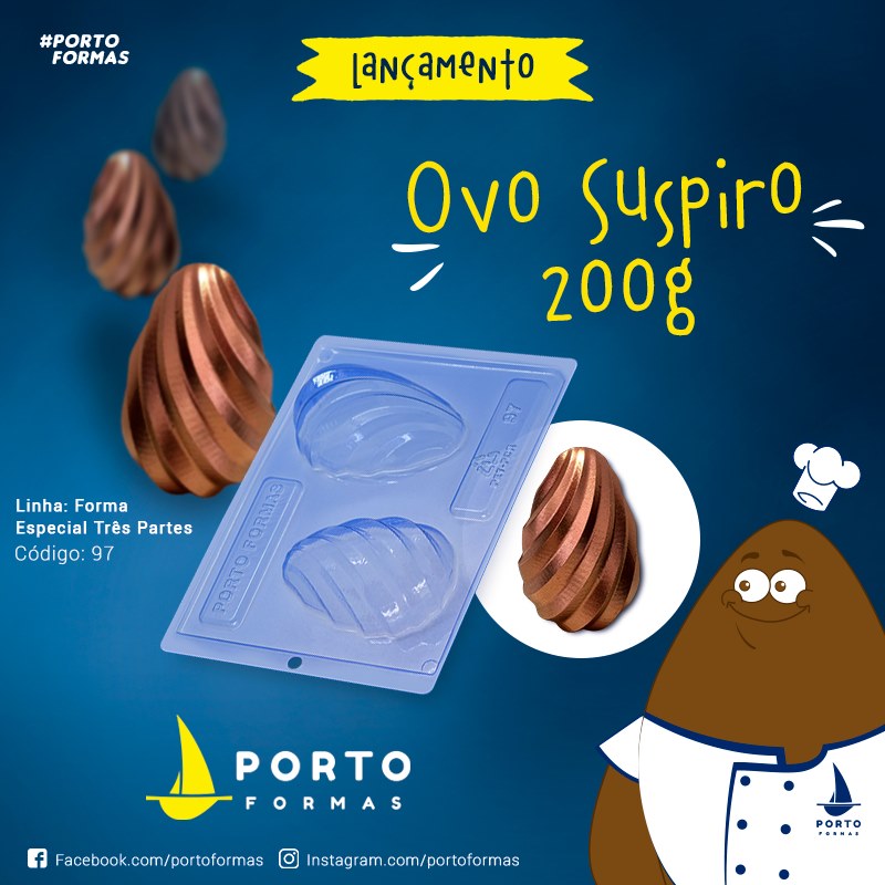 Forma De Chocolate - Forma De Chocolate Especial 3 Partes - Ovo Suspiro 200g - PF97