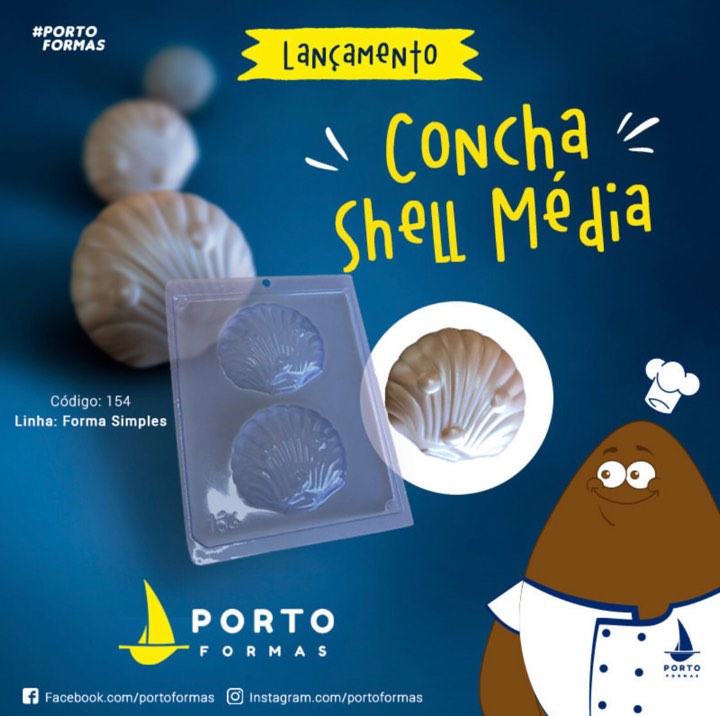 Forma De Chocolate - Forma De Chocolate Simples - Concha Shell Média Cod 154