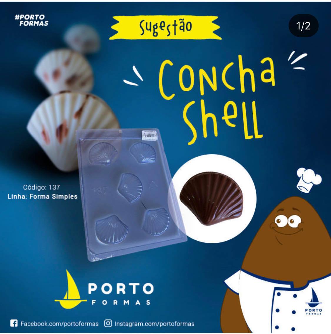 Forma De Chocolate - Forma De Chocolate Simples - Conchas Pequenas Cod PF137