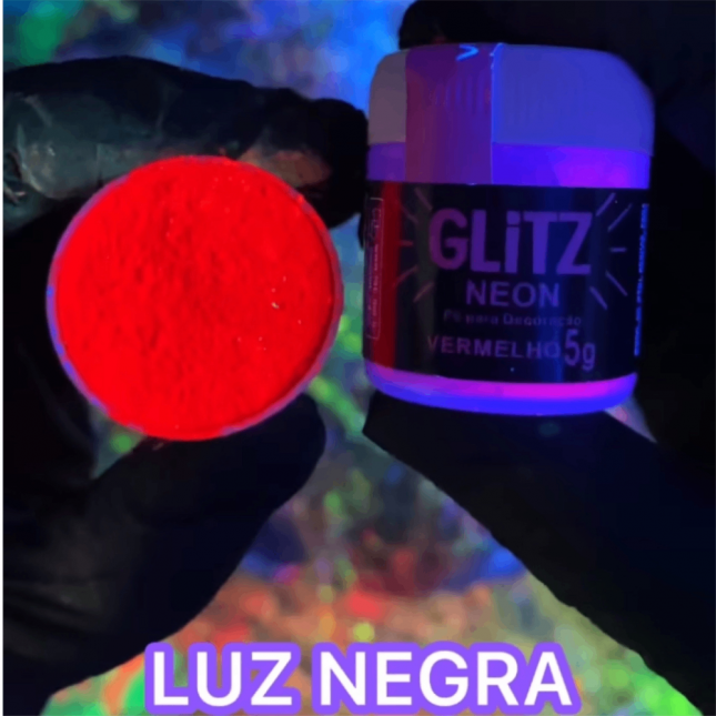 Pó Decorativo Neon Glitz Vermelho 5g FAB - PT