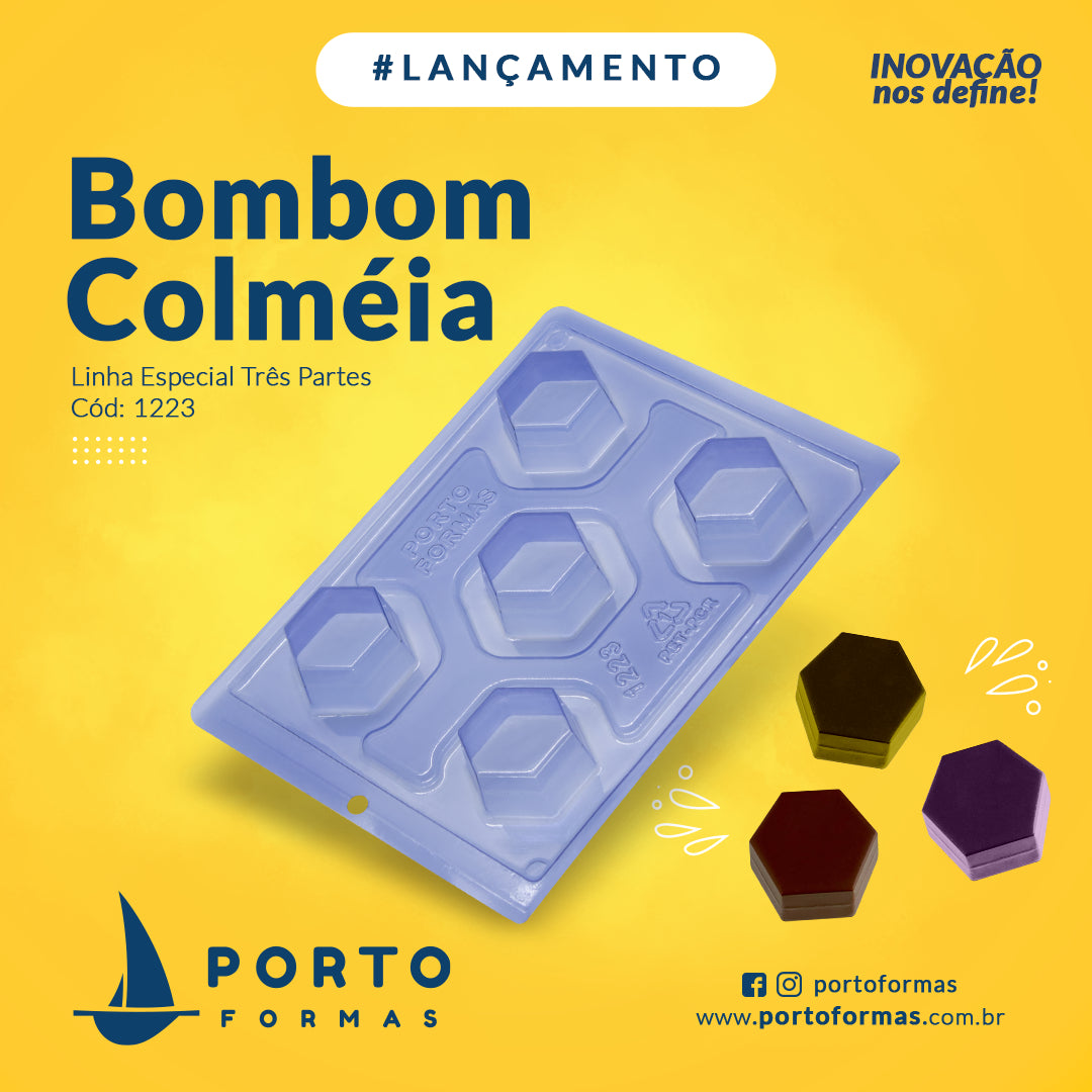 Forma de Chocolate Especial 3 Partes - Bombom Colméia - PF1223