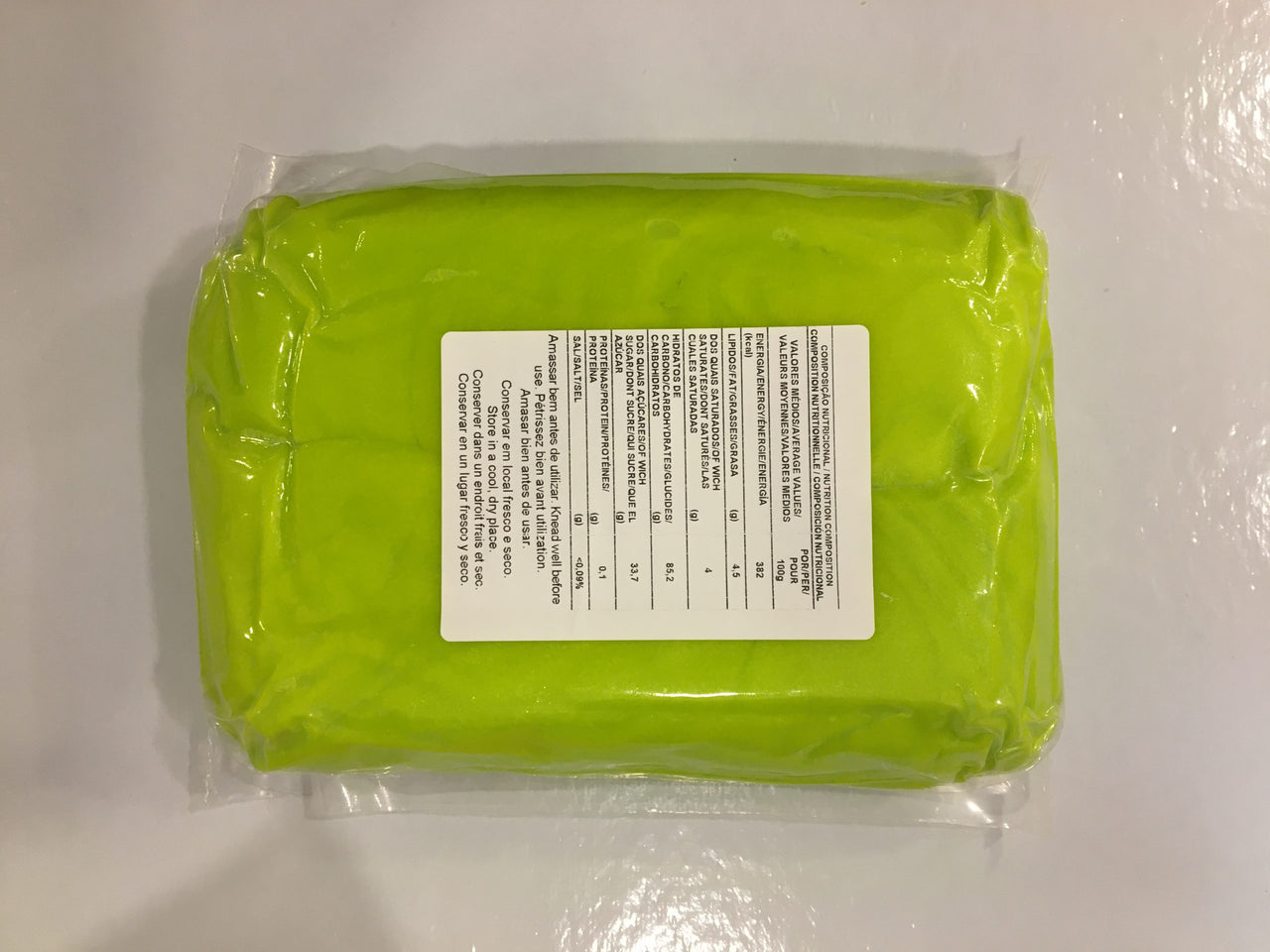 Pasta de Açúcar Verde Fluorescente 1kg -JUSTADDLOVE